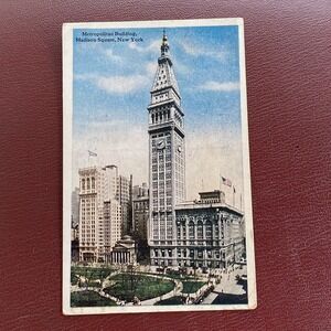 Vintage New York City Postcard Metropolitan Building Madison Square Posted 1924